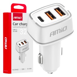 CL car charger 2x USB-A + USB-C 32W 12/24V