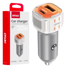 Car charger USB-A + USB-C 20W 12/24V