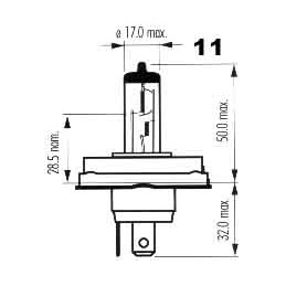 žiarovka H4 12V 100/90W P45t s asymetrickou päticou NARVA